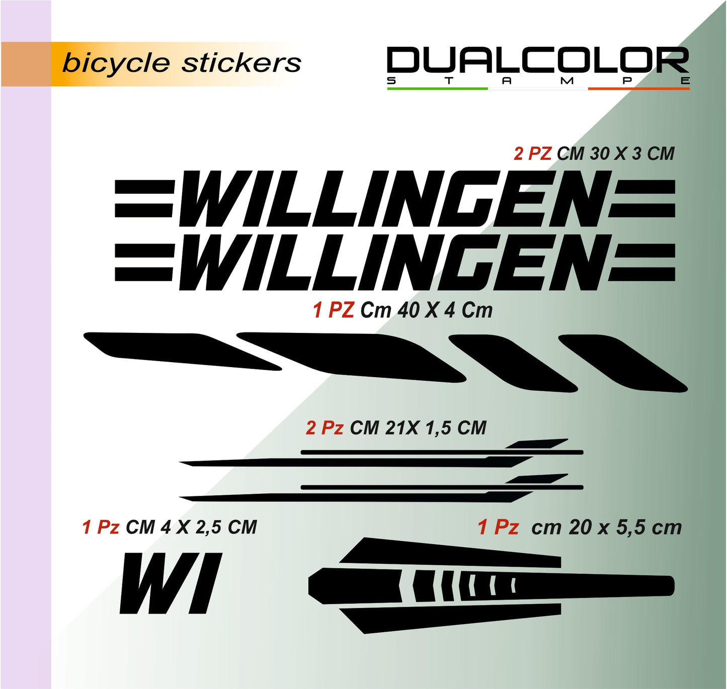Set 7 Adesivi Stickers Decal Telaio Bici Bicicletta Kit adesivi telaio MTB BDC Universale Protezione WILLINGEN COD. B0186