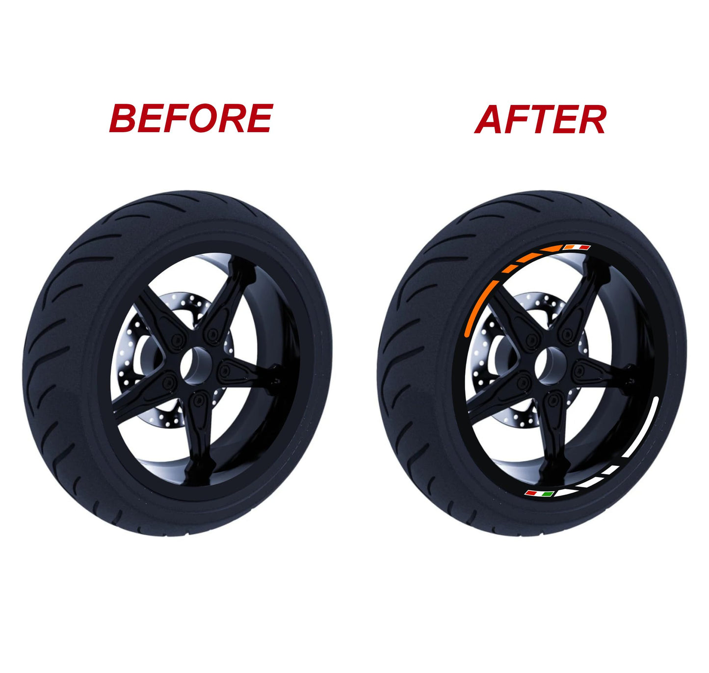 Adesivi per cerchi moto 15 pollici Cerchioni Set Completo per 2 Ruote 15 Pollici Strisce Cerchi Custom universale D0104