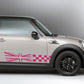 DualColorStampe Adesivi compatibili con MINI Cooper S One JCW R50 R52 R53 R56 R57 F55 F56 F57 per minigonne laterali (2 pezzi) Strisce laterali decalcomania a scacchiera 0371
