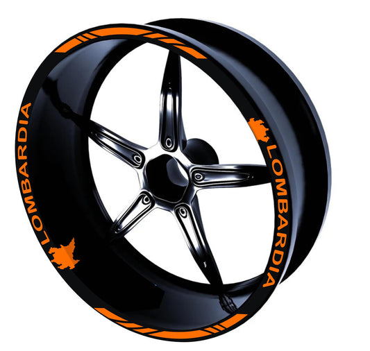DualColorStampe Stickers Adesivi Set Completo di Cerchi Strisce per Moto per 2 Ruote da 17'' pollici strips Design Racing regione LOMBARDIA D0123