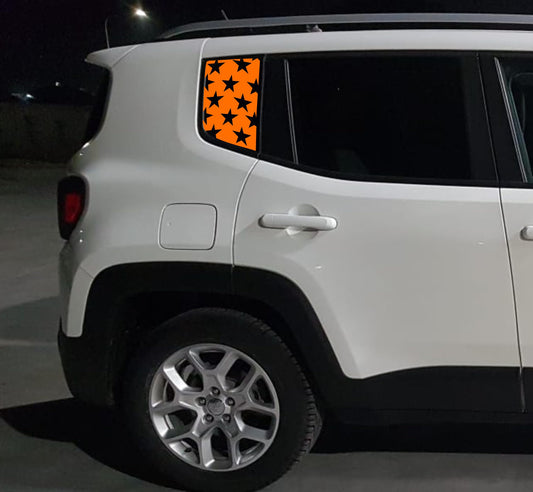 DualColorStampe Adesivi compatibili con Jeep Renegade (2014-2024) Vetro stickers finestrini posteriori fascia Window Decal stelle 0382