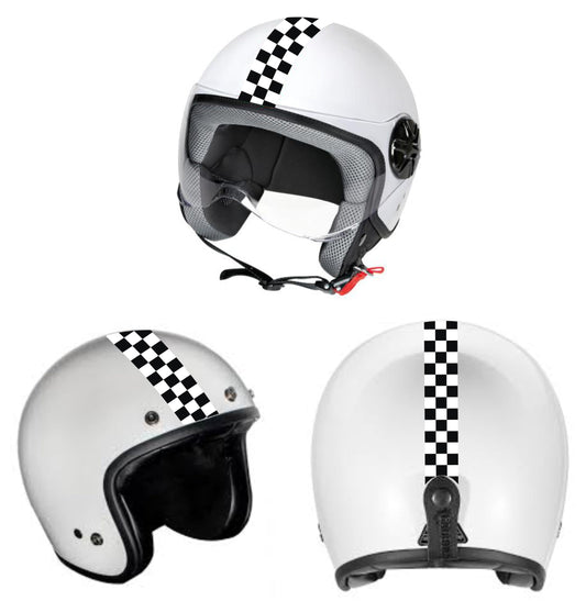 Fascia Adesiva Scacchiera Bianco Nero 55x4 cm | Banda Decalcomania Universale per Auto, Moto, Casco – Design Racing C0088