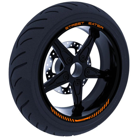 DualColorStampe Confezione Adesivi Set Completo di Cerchi Strisce per Moto per 2 Ruote da 17'' pollici strips Design Racing STREET EATER D0118
