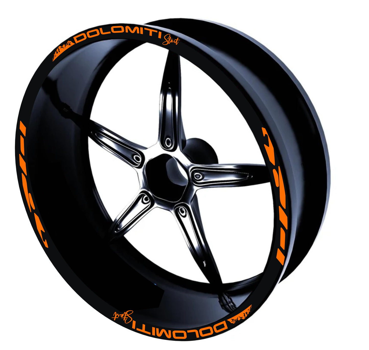 DualColorStampe Stickers Adesivi Set Completo di Cerchi Strisce per Moto per 2 Ruote da 17'' pollici strips Design Racing DOLOMITI D0119