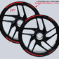 DualColorStampe Strisce Adesive Cerchi Moto 17 Pollici – Set per 2 Ruote – Design Racing Rosso e Nero – Resistenti a Pioggia e Sole – Adesivi Ruote Moto Lucidi – Modello D0134