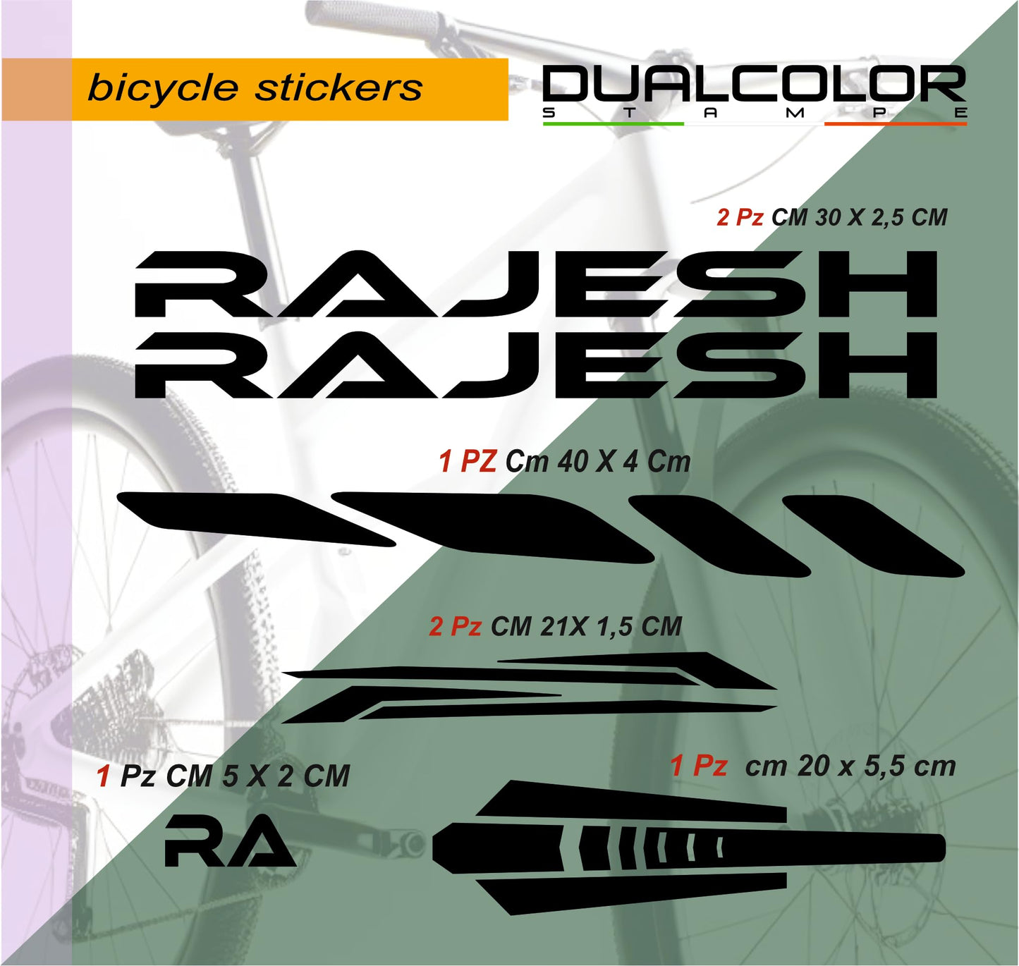 Set 7 Adesivi Stickers Decal Telaio Bici Bicicletta Kit adesivi telaio MTB BDC Universale Protezione COD. B0191
