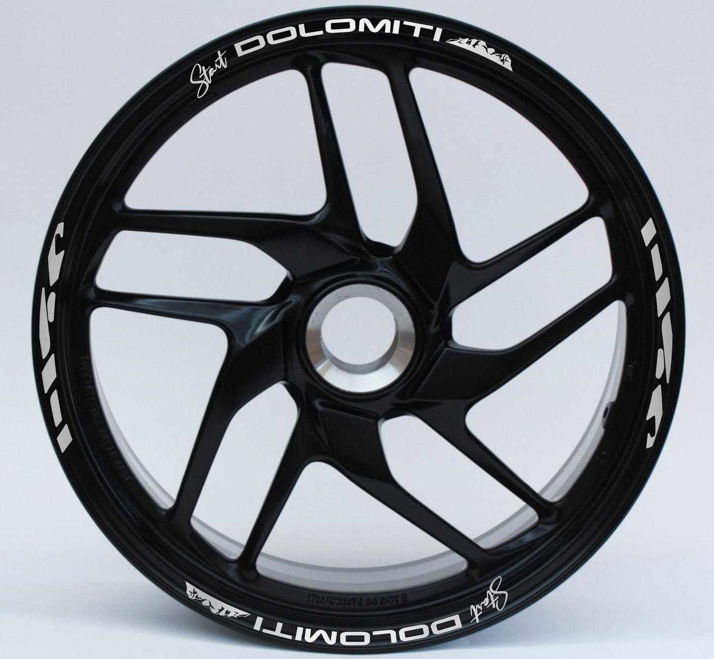 DualColorStampe Stickers Adesivi Set Completo di Cerchi Strisce per Moto per 2 Ruote da 17'' pollici strips Design Racing DOLOMITI D0119