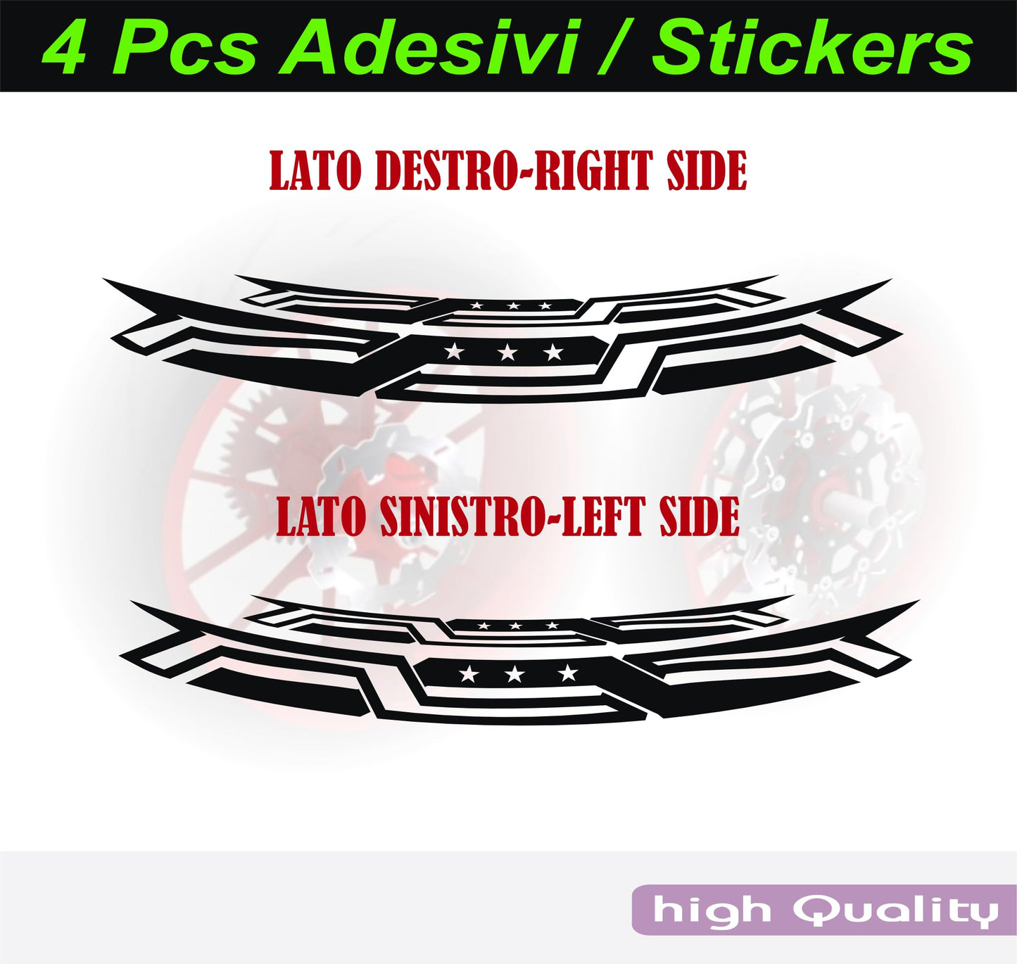 DualColorStampe Adesivi interno cerchi moto 17 POLLICI decal stickers cerchioni gomme strisce moto COD. D0036