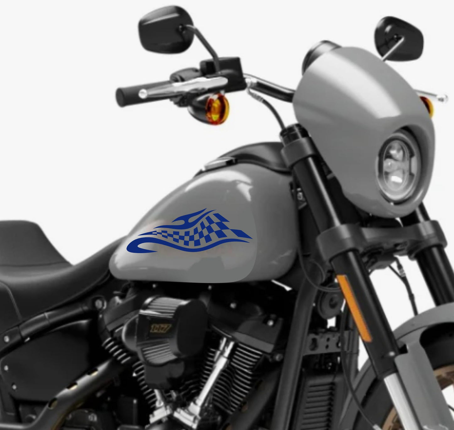 DualColorStampe® Adesivi Compatibili con Harley-Davidson Tribale Scacchiera serbatoio DX-SX stickers Moto Motorbike COD. M0349