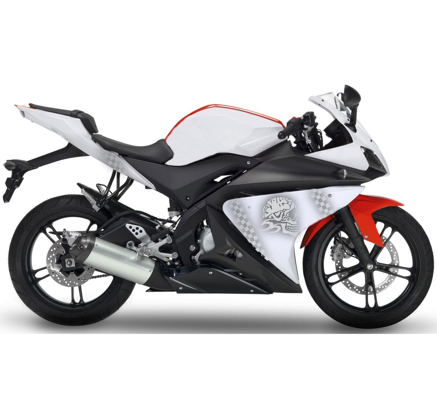 DualColorStampe Adesivi Compatibili con Yamaha YZF-R125 R125 - Design Scacchiera Teschio - Personalizzazione Moto M0166