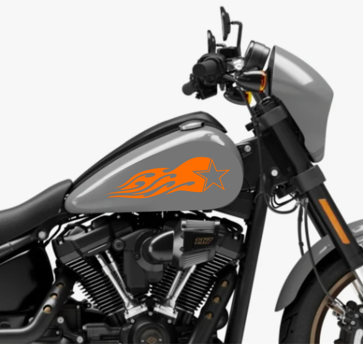 DualColorStampe® Adesivi Compatibili con Harley-Davidson fiamma tribale stella militare serbatoio Set 2 stickers Moto Motorbike COD. M0353