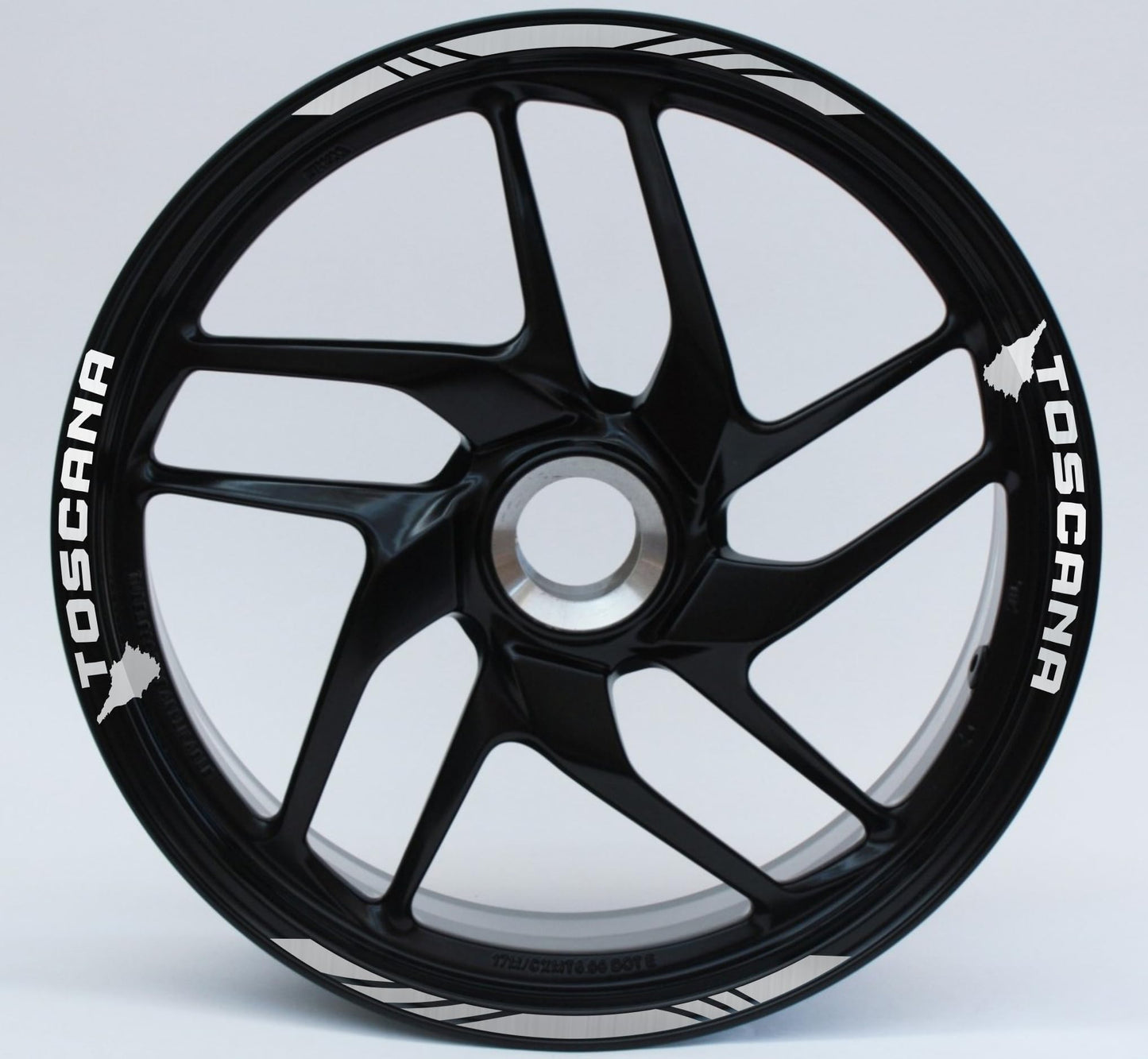 DualColorStampe Stickers Adesivi Set Completo di Cerchi Strisce per Moto per 2 Ruote da 17'' pollici strips Design Racing regione TOSCANA D0120