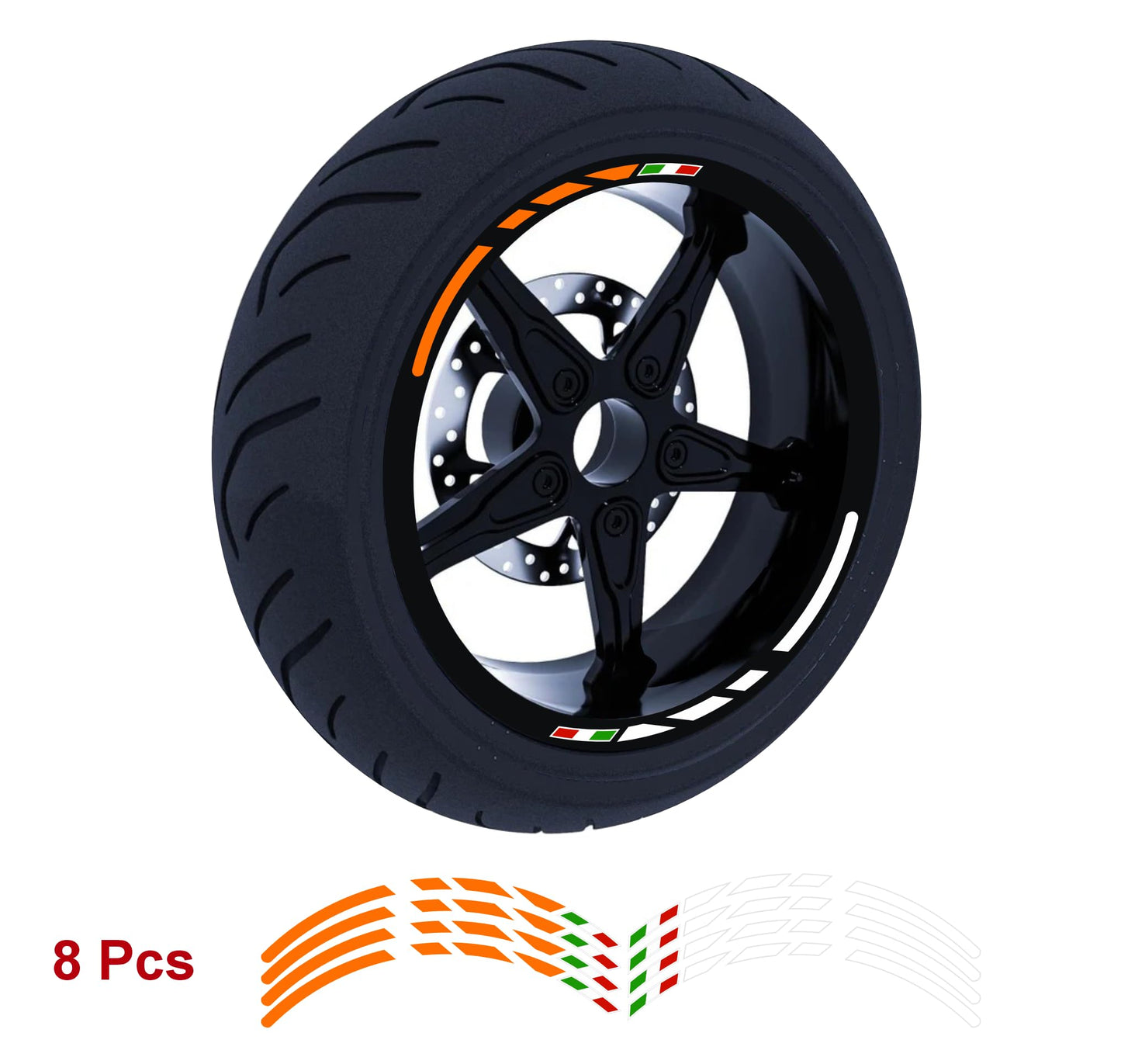 Adesivi per cerchi moto 15 pollici Cerchioni Set Completo per 2 Ruote 15 Pollici Strisce Cerchi Custom universale D0104