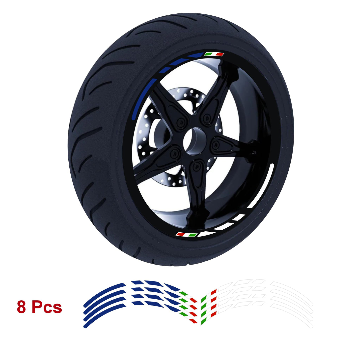 Adesivi per cerchi moto 15 pollici Cerchioni Set Completo per 2 Ruote 15 Pollici Strisce Cerchi Custom universale D0104