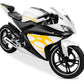 DualColorStampe Adesivi Compatibili con Yamaha YZF-R125 | Sticker Moto Carena (DX-SX) Personalizzabili | Fiamme Colorate M0121