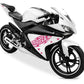 DualColorStampe Adesivi Compatibili con Yamaha YZF-R125 | Sticker Moto Personalizzabili Carena DX-SX Scacchiera Stelle M0126