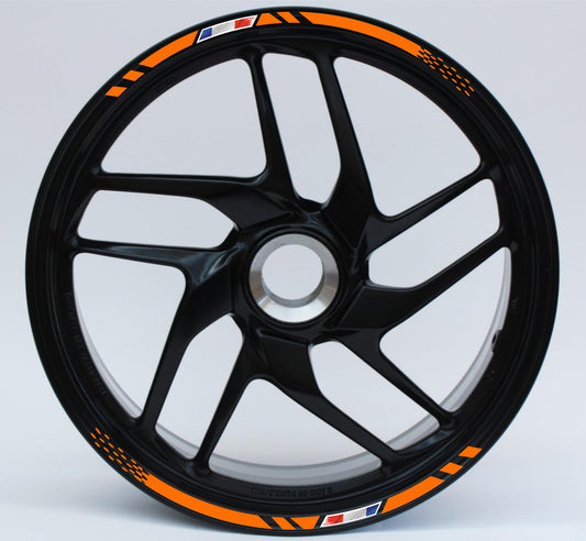 Confezione Adesivi Set Completo di Cerchi Strisce per Moto per 2 Ruote da 17'' pollici strips Design Sportivo Bandiera Francese COD.D0098