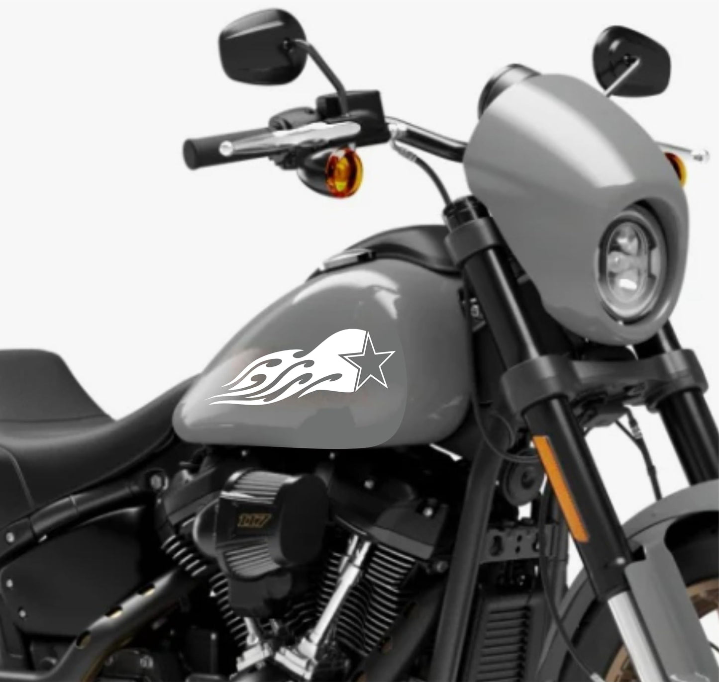 DualColorStampe® Adesivi Compatibili con Harley-Davidson fiamma tribale stella militare serbatoio Set 2 stickers Moto Motorbike COD. M0353