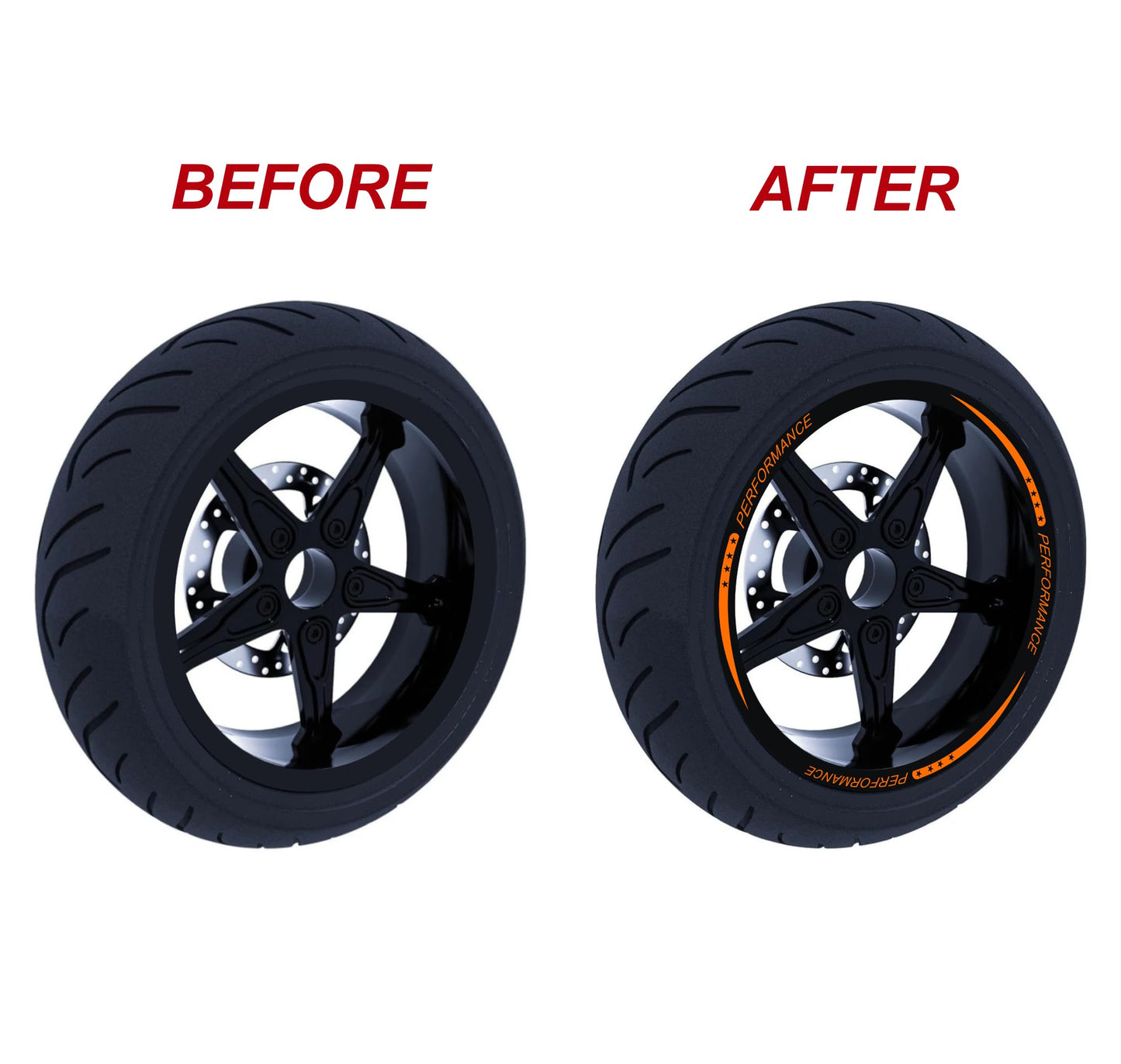 DualColorStampe Set di Strisce Cerchi Moto per 2 Ruote da 15" a 19" Pollici - Stickers Ruote Moto - Adesivi Cerchi Moto - Design Racing D0115