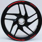 DualColorStampe Strisce Adesive Cerchi Moto 17 Pollici – Set per 2 Ruote – Design Racing Rosso e Nero – Resistenti a Pioggia e Sole – Adesivi Ruote Moto Lucidi – Modello D0134