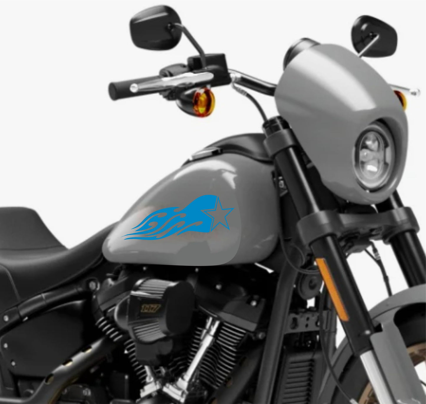 DualColorStampe® Adesivi Compatibili con Harley-Davidson fiamma tribale stella militare serbatoio Set 2 stickers Moto Motorbike COD. M0353