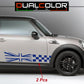 DualColorStampe Adesivi compatibili con MINI Cooper S One JCW R50 R52 R53 R56 R57 F55 F56 F57 per minigonne laterali (2 pezzi) Strisce laterali decalcomania a scacchiera 0371