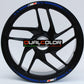 Confezione Adesivi Set Completo di Cerchi Strisce per Moto per 2 Ruote da 17'' pollici strips Design Sportivo Bandiera Francese COD.D0098