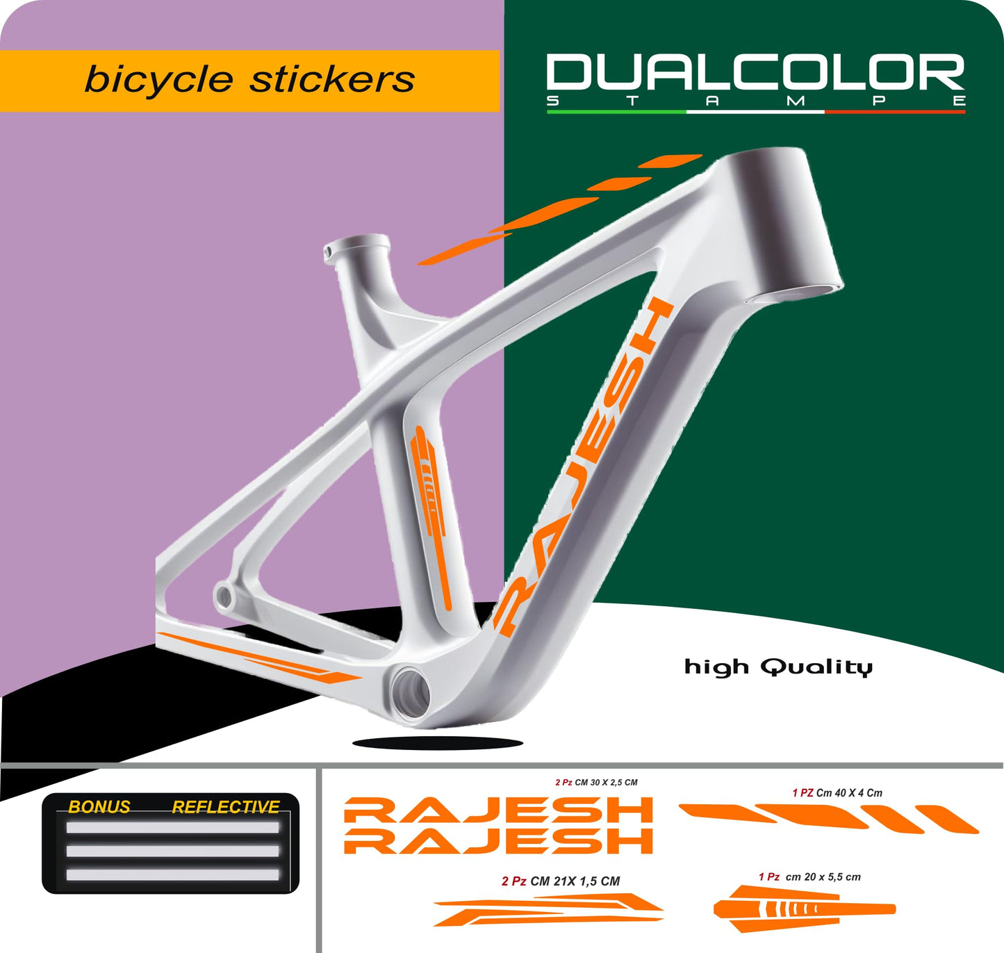 Set 7 Adesivi Stickers Decal Telaio Bici Bicicletta Kit adesivi telaio MTB BDC Universale Protezione COD. B0191
