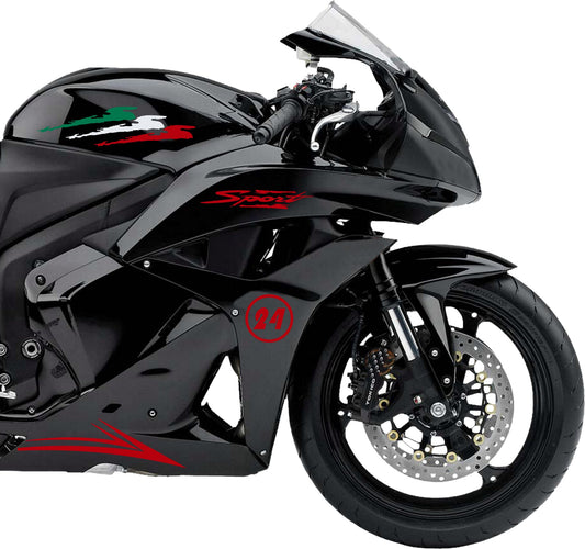 DualColorStampe Adesivi Compatibili con Honda CBR 600 RR (2007-2010) carena moto stickers Moto Motorbike BANDIERA ITALIANA COD.M0317
