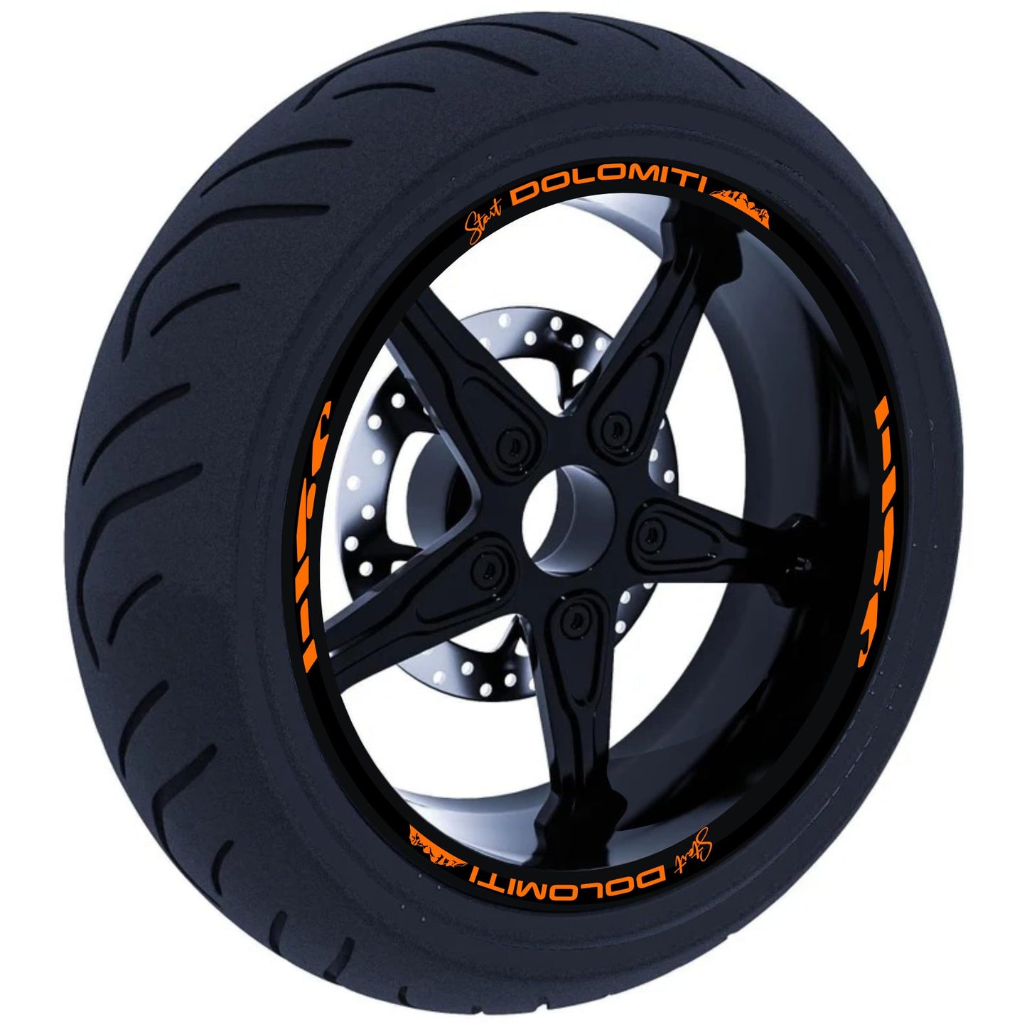 DualColorStampe Stickers Adesivi Set Completo di Cerchi Strisce per Moto per 2 Ruote da 17'' pollici strips Design Racing DOLOMITI D0119