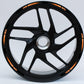 DualColorStampe Strisce Adesive Cerchi Moto 17 Pollici – Set per 2 Ruote – Design Racing Arancione e Nero – Resistenti a Pioggia e Sole – Adesivi Ruote Moto Lucidi – Modello D0136