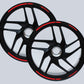 DualColorStampe Strisce Adesive Cerchi Moto 17 Pollici – Set per 2 Ruote – Design Racing Rosso e Nero – Resistenti a Pioggia e Sole – Adesivi Ruote Moto Lucidi – Modello D0134