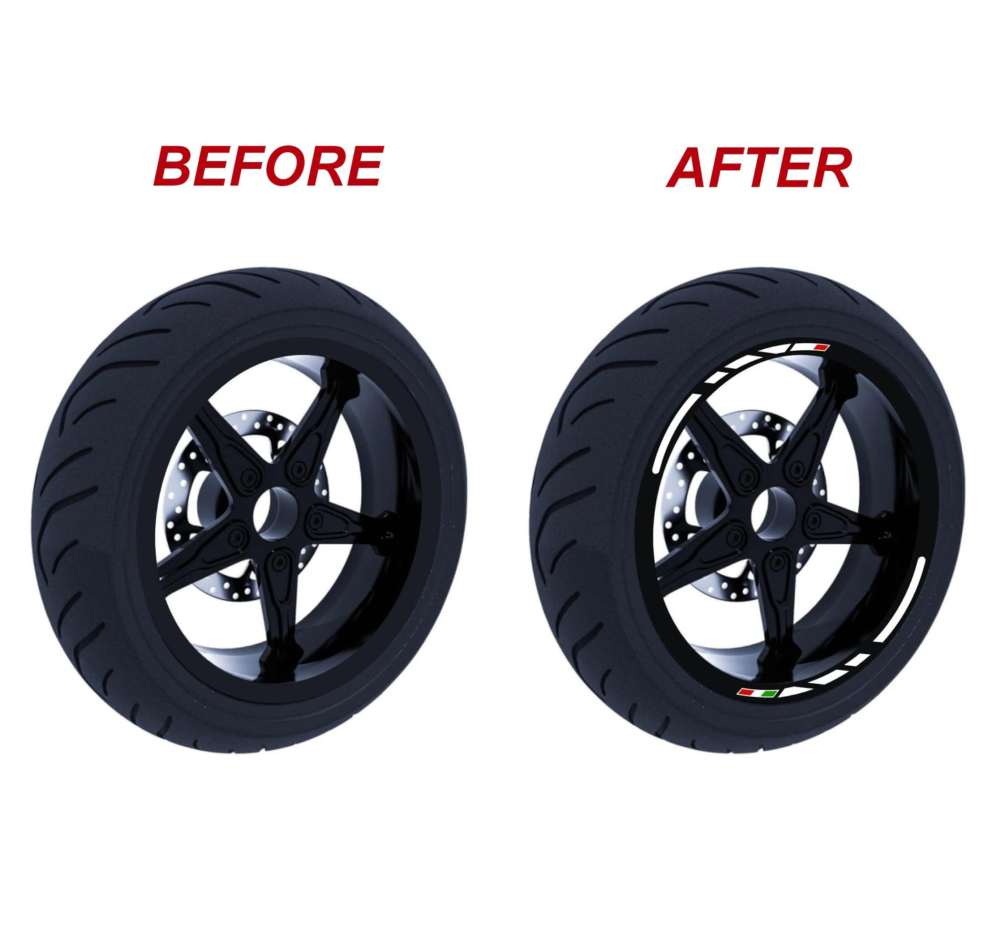 Adesivi per cerchi moto 15 pollici Cerchioni Set Completo per 2 Ruote 15 Pollici Strisce Cerchi Custom universale D0104