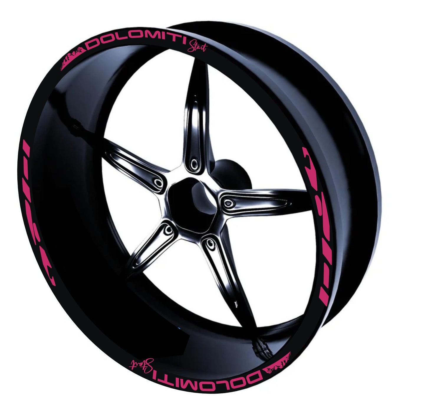 DualColorStampe Stickers Adesivi Set Completo di Cerchi Strisce per Moto per 2 Ruote da 17'' pollici strips Design Racing DOLOMITI D0119