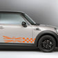 DualColorStampe Adesivi compatibili con MINI Cooper S One JCW R50 R52 R53 R56 R57 F55 F56 F57 per minigonne laterali (2 pezzi) Strisce laterali decalcomania a scacchiera 0371