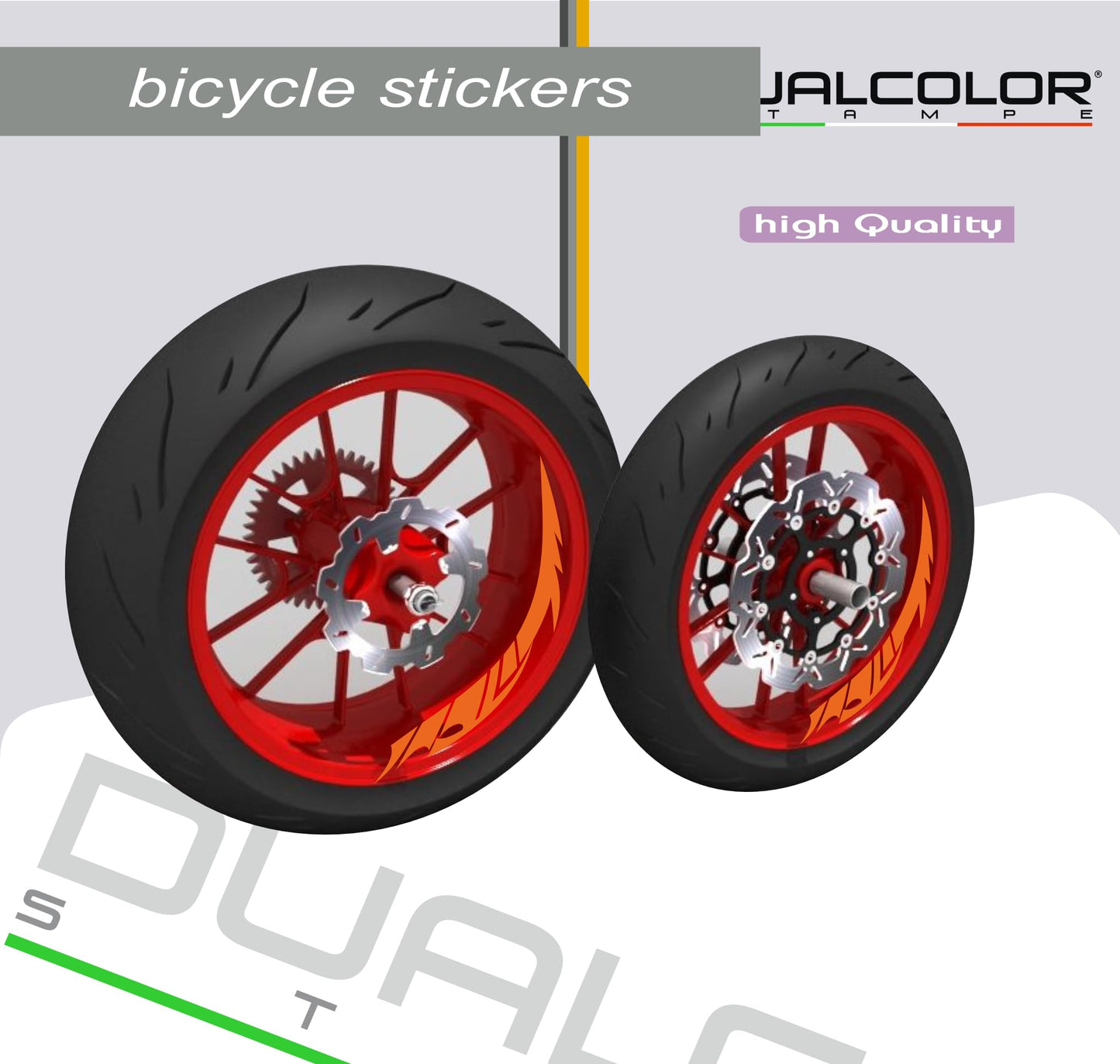 DualColorStampe® Adesivi interno cerchi moto 17 POLLICI decal stickers cerchioni gomme strisce adesivi cerchi moto COD. D0031