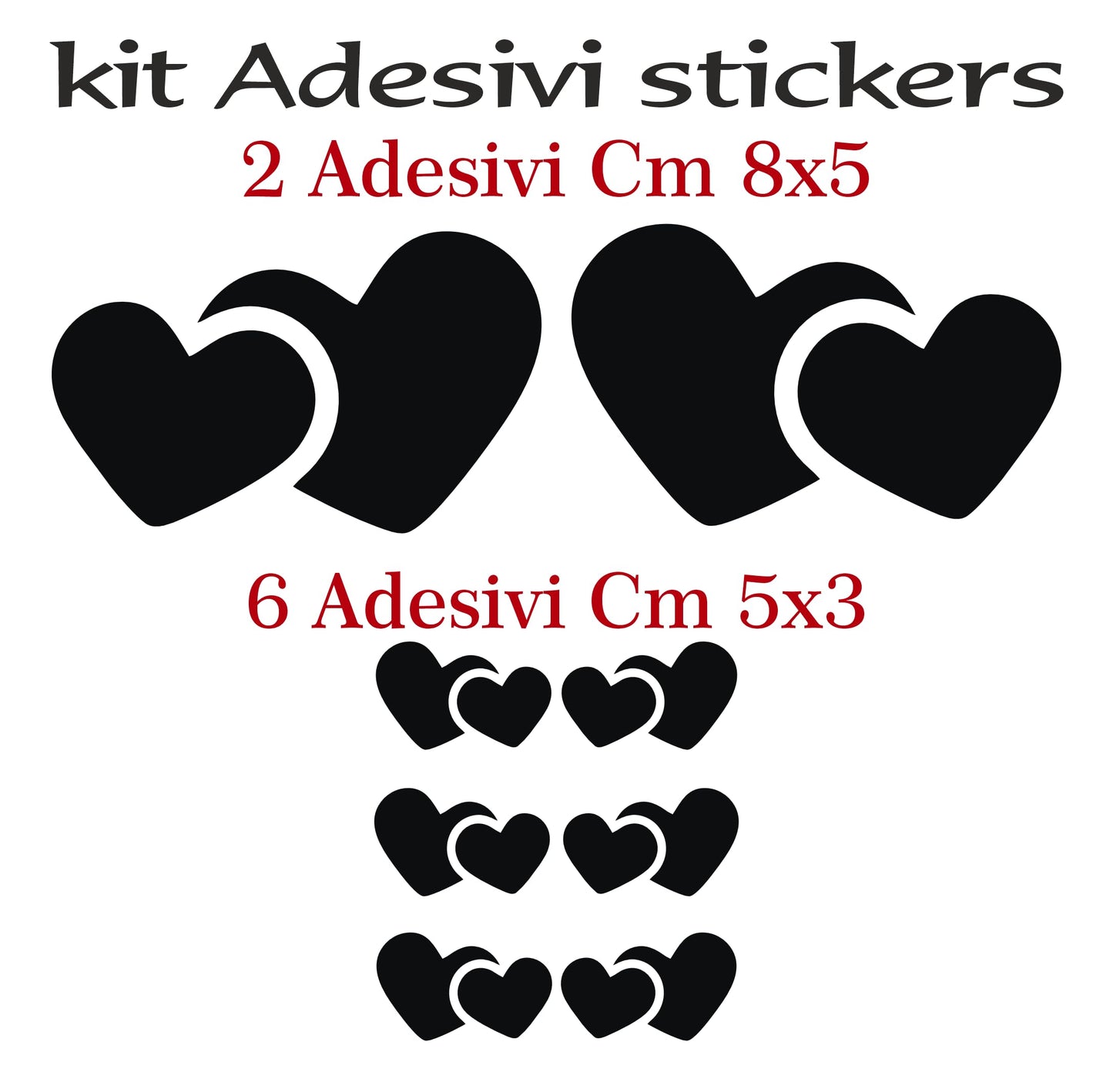 Adesivi a cuore cuoricini san valentino decalcomanie per SCOOTER CASCO AUTO MOTO tuning C0019