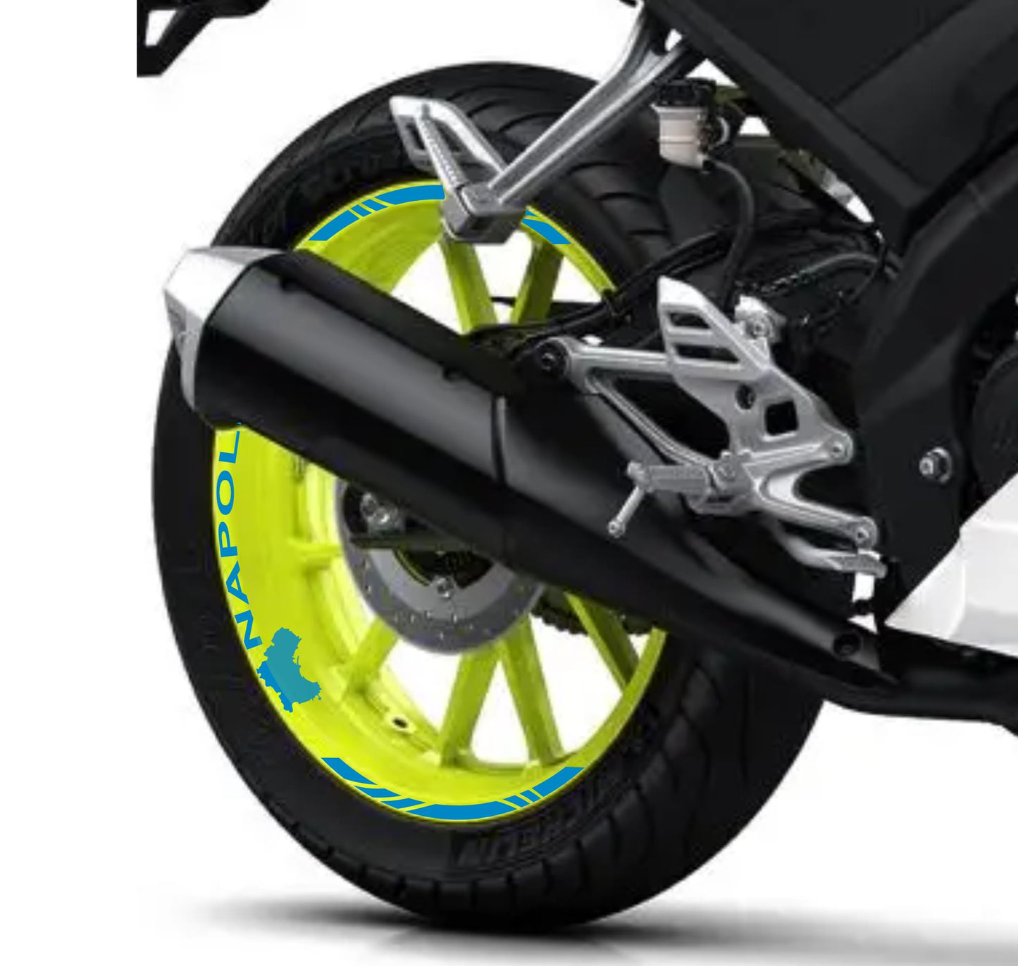 DualColorStampe Confezione Adesivi Set Completo di Cerchi Strisce per Moto per 2 Ruote da 17'' pollici strips Design Racing NAPOLI D0116