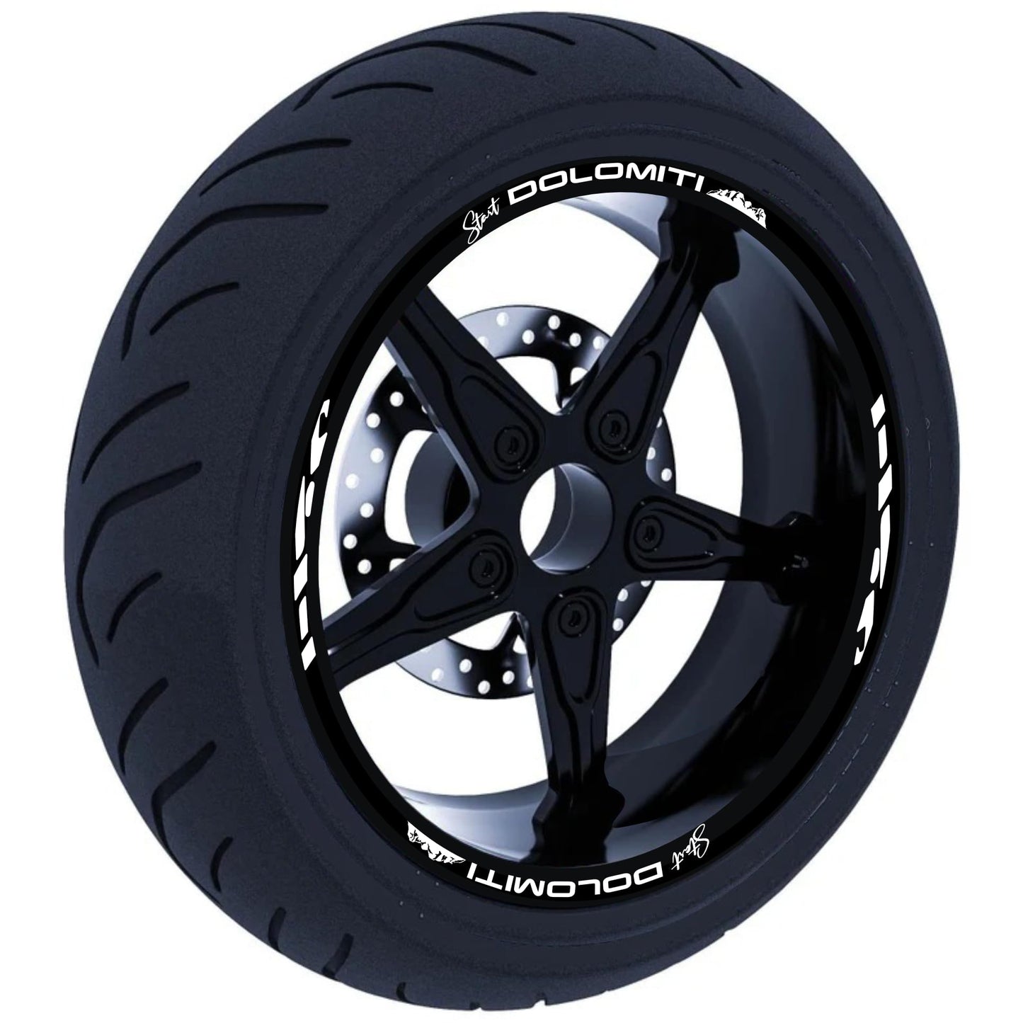 DualColorStampe Stickers Adesivi Set Completo di Cerchi Strisce per Moto per 2 Ruote da 17'' pollici strips Design Racing DOLOMITI D0119