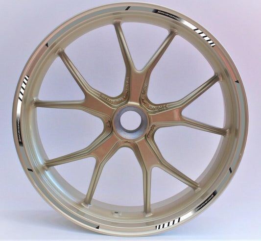 DualColorStampe Strisce Adesive Cerchi Moto 17 Pollici – Set per 2 Ruote – Design Racing Bianco Grigio e Nero – Resistenti a Pioggia e Sole – Adesivi Ruote Moto Lucidi – Modello D0135
