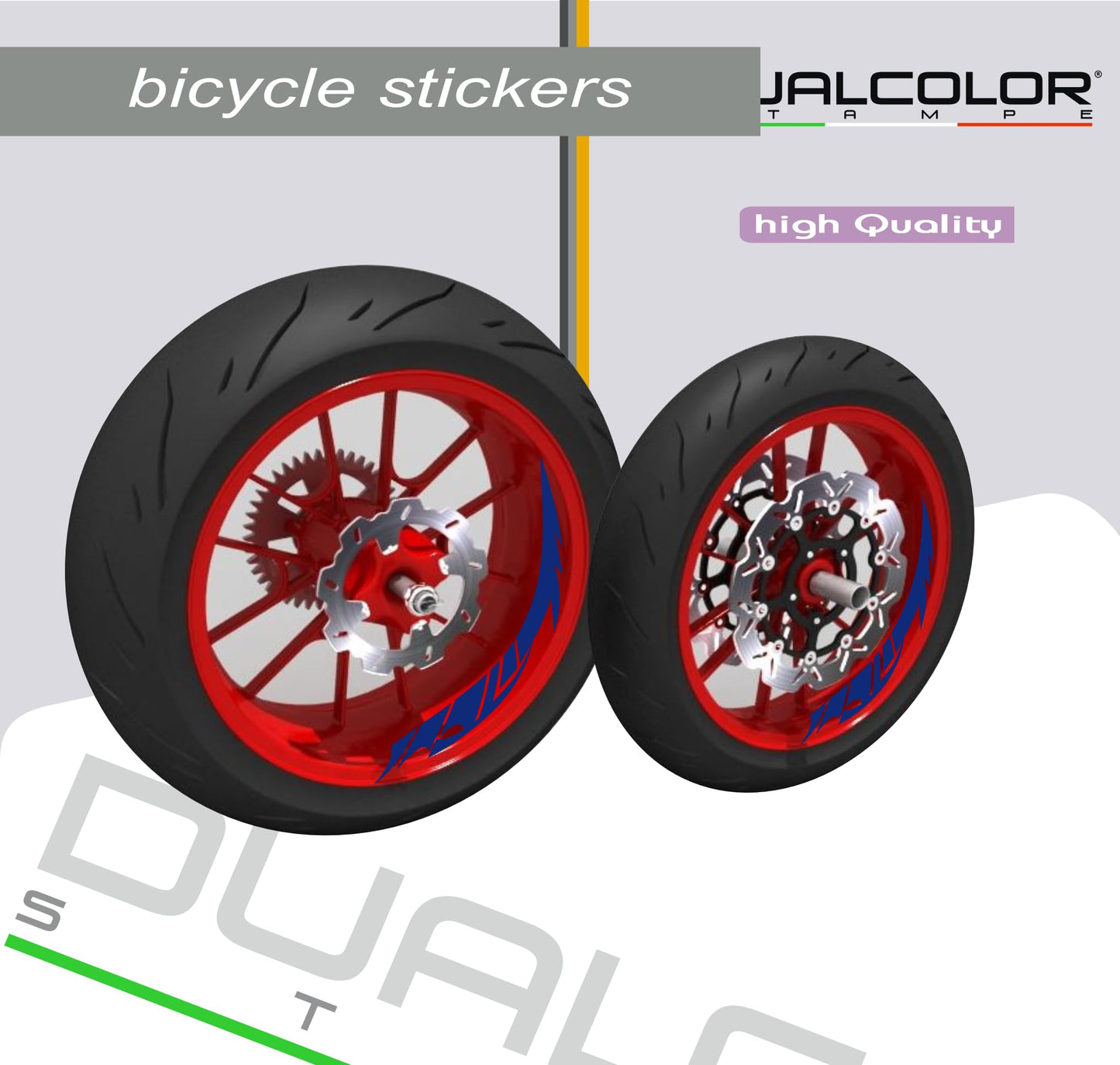 DualColorStampe® Adesivi interno cerchi moto 17 POLLICI decal stickers cerchioni gomme strisce adesivi cerchi moto COD. D0031