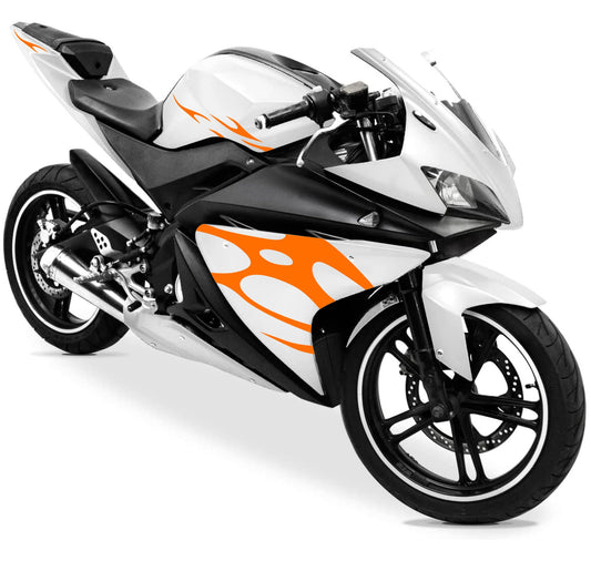 DualColorStampe Adesivi Compatibili con Yamaha YZF-R125 | Sticker Moto Carena (DX-SX) Personalizzabili | Fiamme Colorate M0121