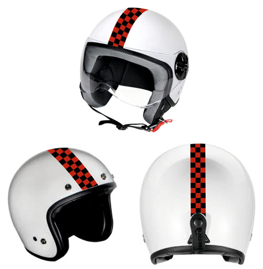 DualColorStampe Adesivo Fascia Lunghezza 55 cm design SCACCHIERA scacchi rosso nero milano per auto moto casco decalcomanie fasce adesive C0085