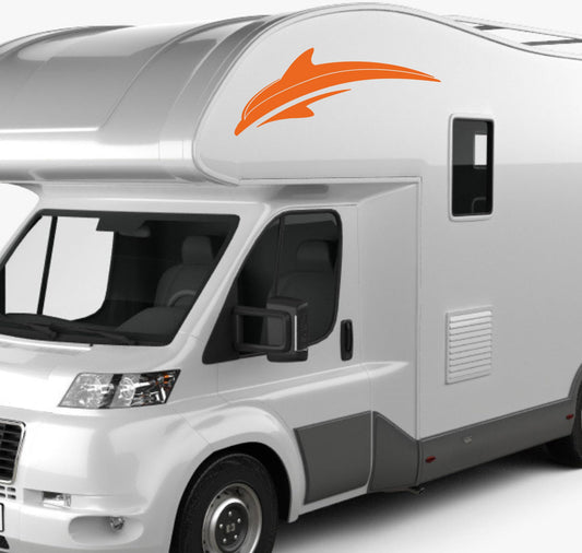 Adesivi stickers camper frase DELFINO ANIMALE mare frasi -caravan roulotte- accessori grafiche fiancata scegli colore cod. 0425 (cm 56 x 19,5)