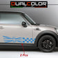 DualColorStampe Adesivi compatibili con MINI Cooper S One JCW R50 R52 R53 R56 R57 F55 F56 F57 per minigonne laterali (2 pezzi) Strisce laterali decalcomania a scacchiera 0371