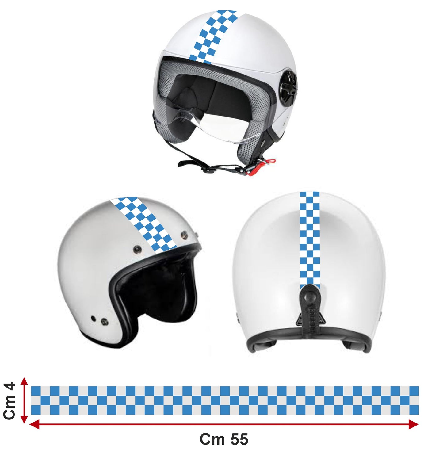 Adesivo Scacchiera Italia Calcio BIANCO-AZZURRO 53 | Decalcomania Universale per Casco Moto, Serbatoio, Valigia – Design Sportivo C0087