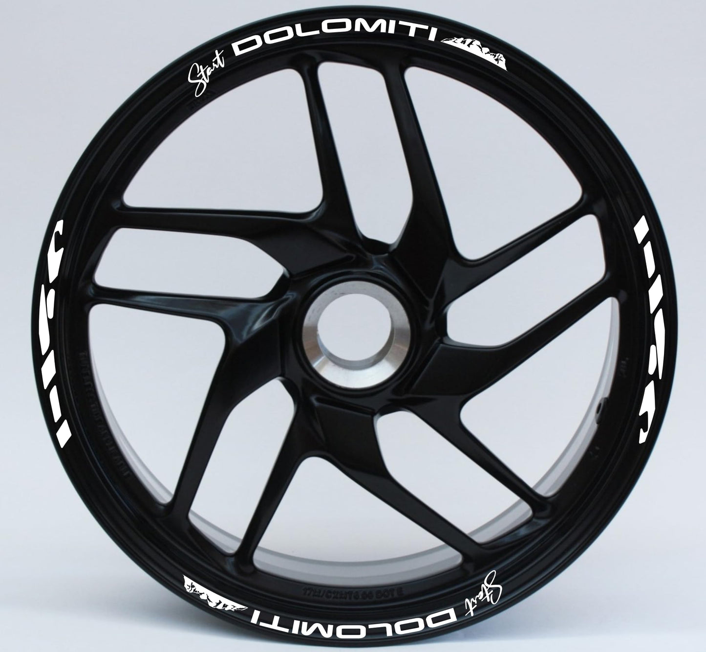 DualColorStampe Stickers Adesivi Set Completo di Cerchi Strisce per Moto per 2 Ruote da 17'' pollici strips Design Racing DOLOMITI D0119