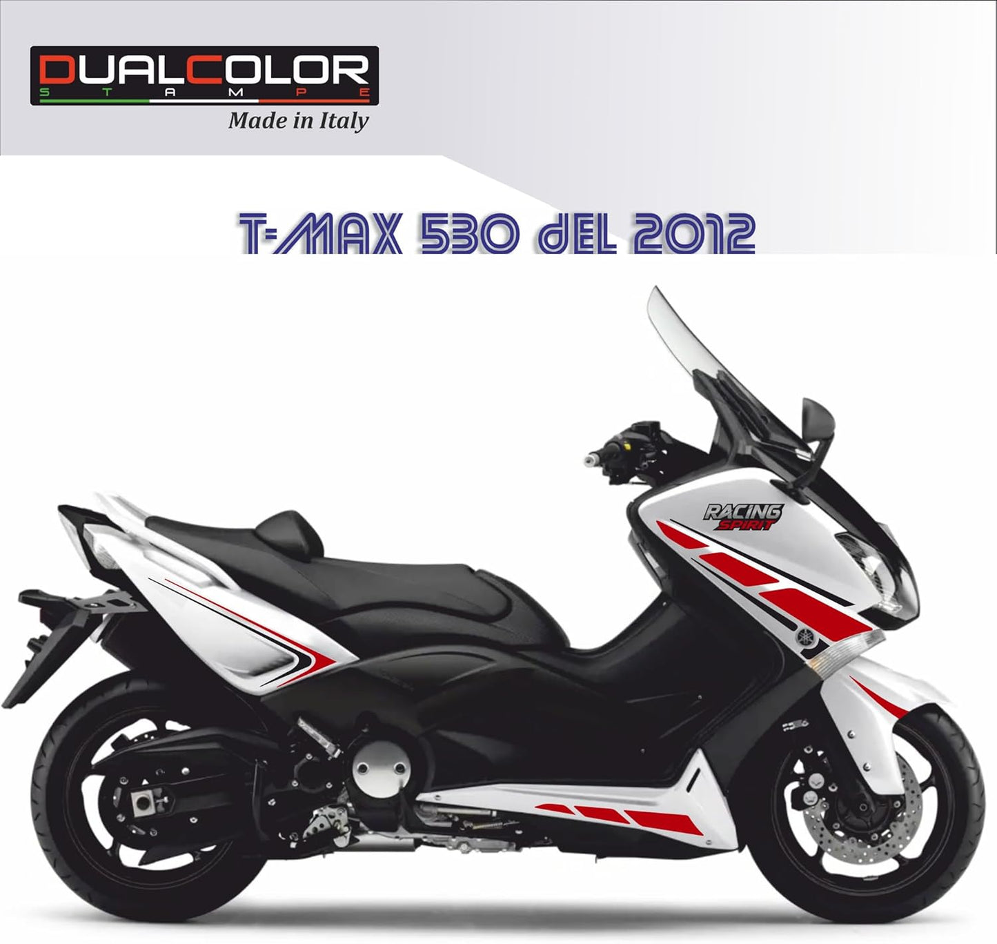 Adesivi Compatibili con Yamaha T‑MAX 530 (2012‑2014) – Kit Stickers Rosso/Nero Stile Racing – Modello M0352