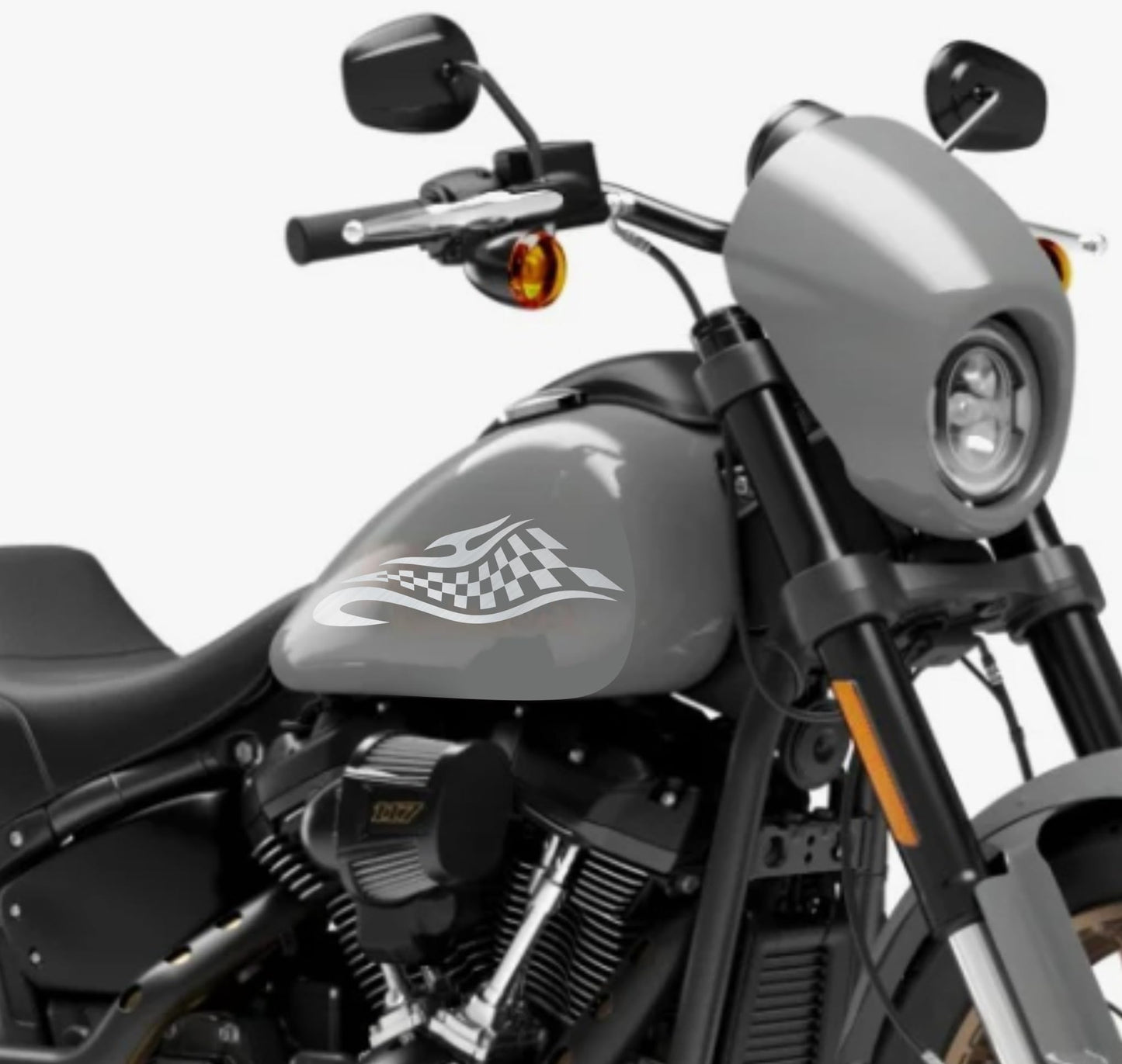 DualColorStampe® Adesivi Compatibili con Harley-Davidson Tribale Scacchiera serbatoio DX-SX stickers Moto Motorbike COD. M0349