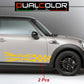 DualColorStampe Adesivi compatibili con MINI Cooper S One JCW R50 R52 R53 R56 R57 F55 F56 F57 per minigonne laterali (2 pezzi) Strisce laterali decalcomania a scacchiera 0371